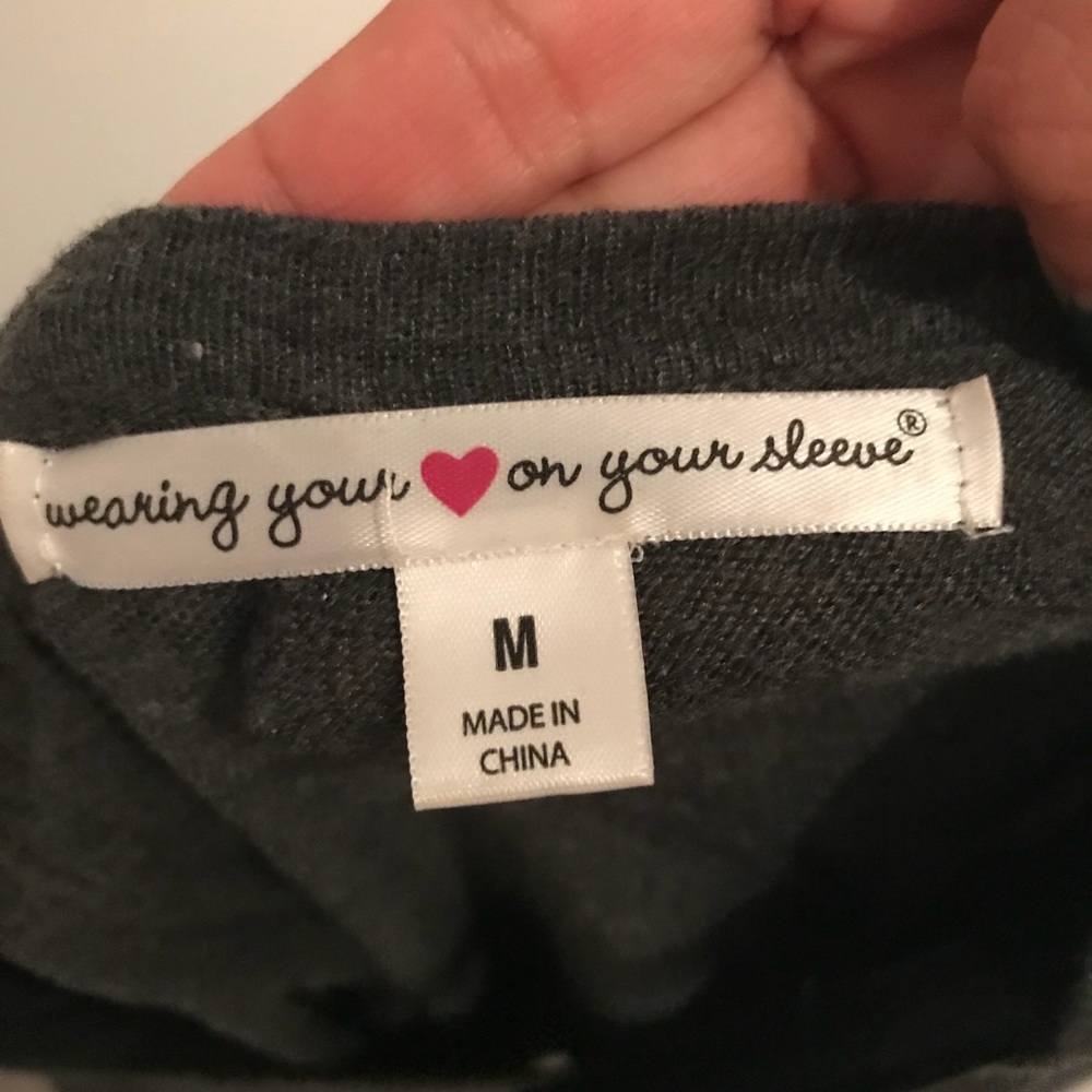 Wearing your ❤️on your sleeve gray sweater - Picture 5 of 6